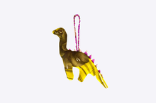 Load image into Gallery viewer, Recycled Sari Dinosaur Christmas Ornament
