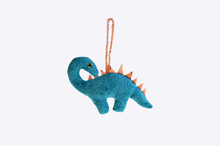 Load image into Gallery viewer, Recycled Sari Dinosaur Christmas Ornament
