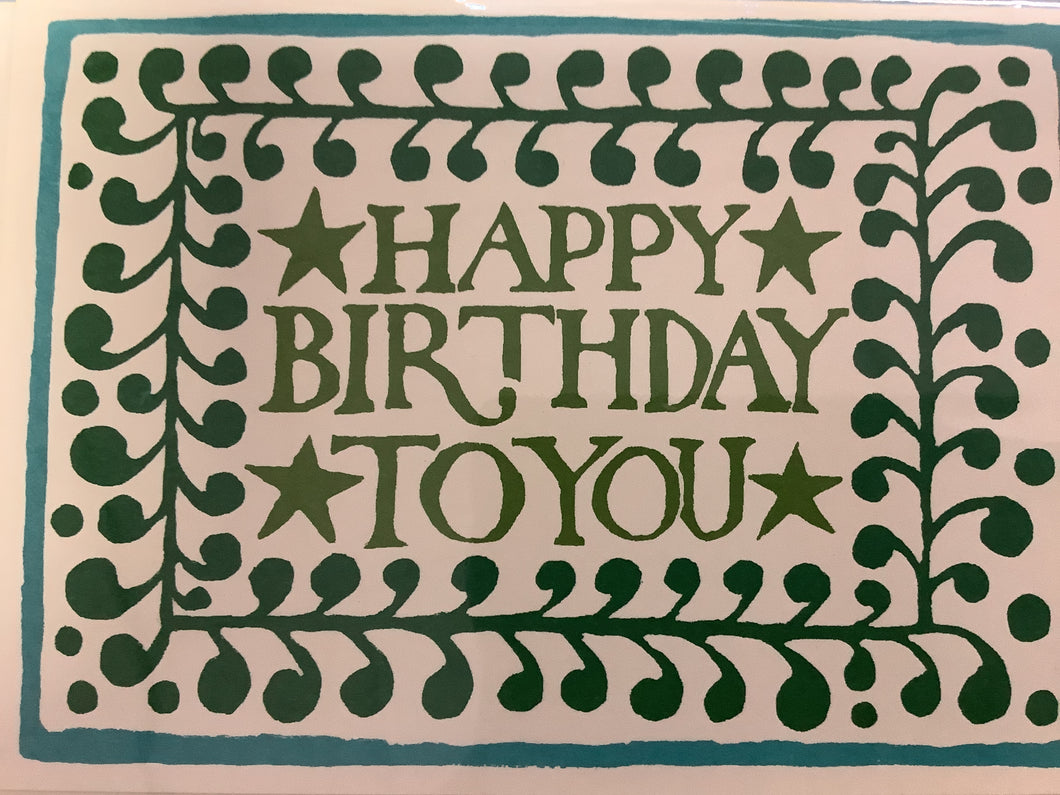 Happy Birthday Green Comma Border